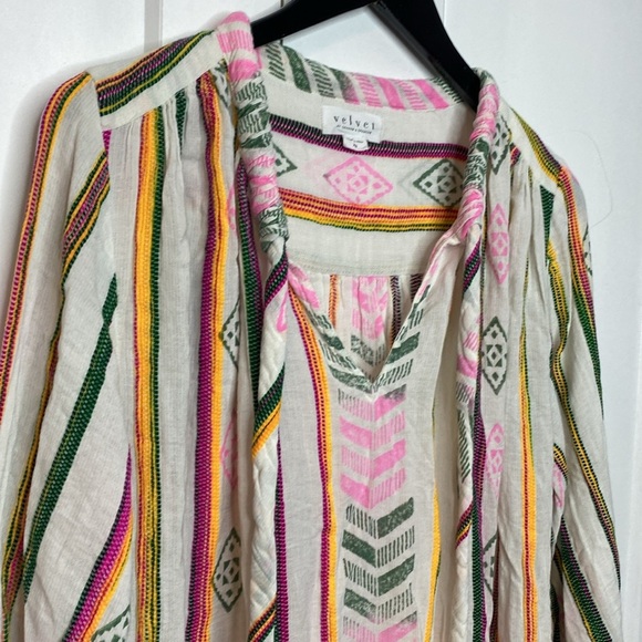 Velvet by Graham & Spencer Pink and Green Patterned long kaftan dress - XS - Picture 2 of 8